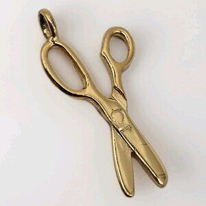 Vintage Gold Tone Hairdresser Stylist Scissors Charm For Necklace